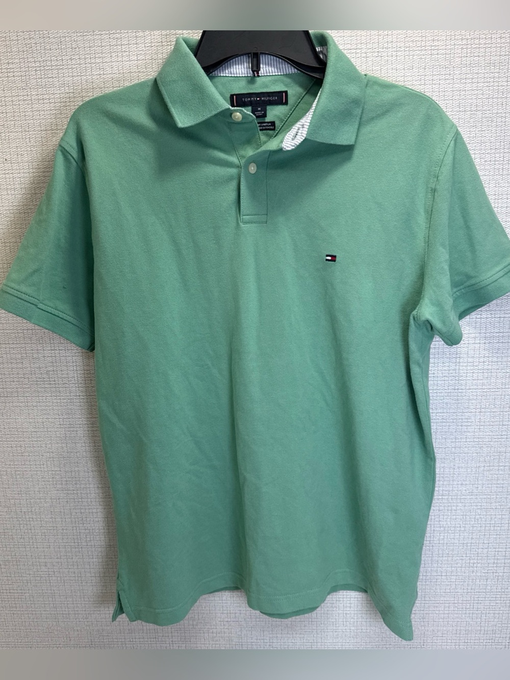 Tommy Hilfiger Polo Shirt Medium Regular Stretch Fit Aqua Mint Green Turquoise
